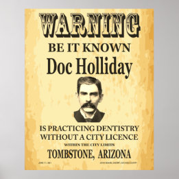 Doc Holliday Dentist Notice Vintage, Gammala väste Poster
