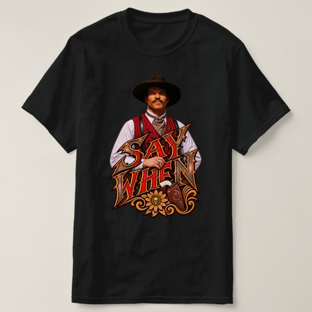 Doc Holliday Old West revolverman Västerländsk kon T Shirt (Design framsida)