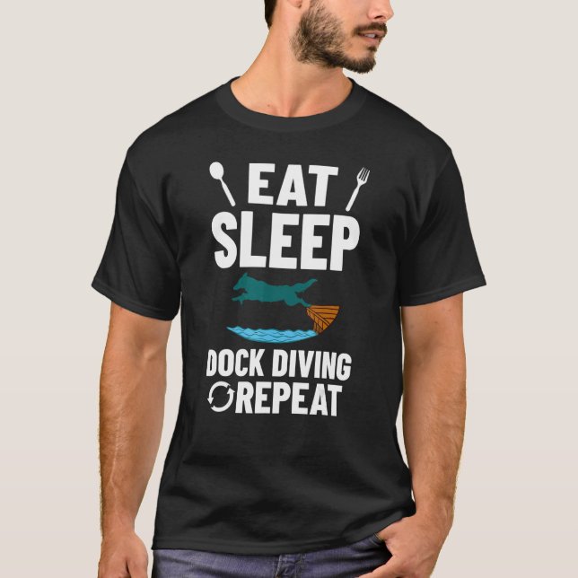 Dock Diving Hund Jumping Bassäng Board Training Sj T Shirt (Framsida)