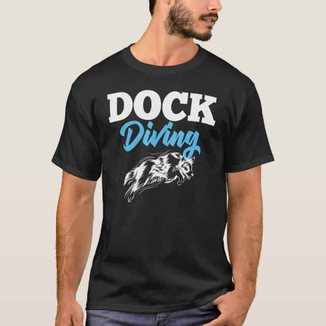 Dock Diving Hund Jumping Bassäng Board Training Sj T Shirt (Framsida)