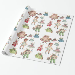 Docka för vintagekonstpapper. Gullig papper Presentpapper