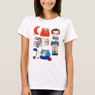 Docka för vintagekonstpapper. Gullig papper T-shirt