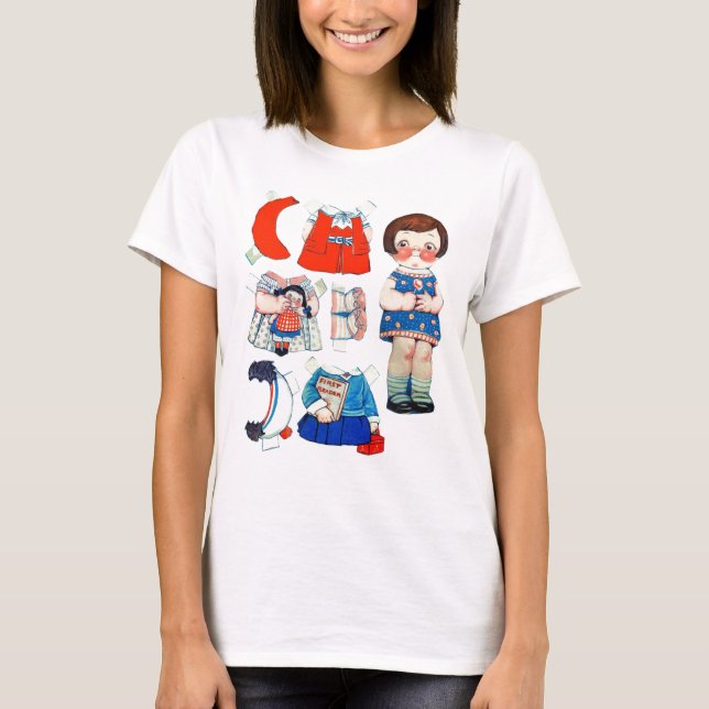 Docka för vintagekonstpapper. Gullig papper T-shirt (Framsida)