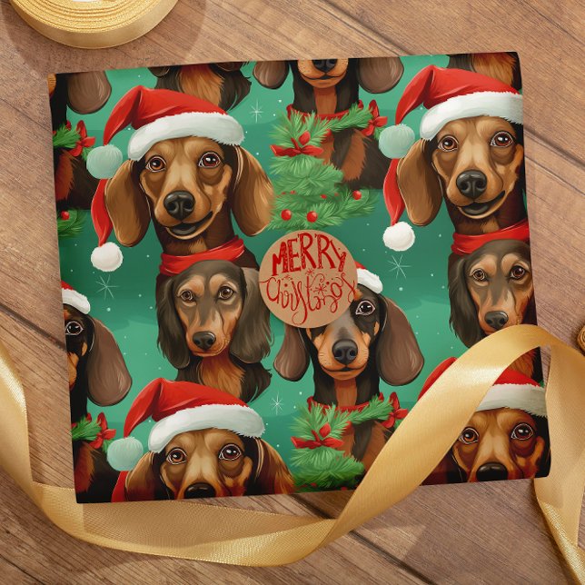 Docka Halls med Dachshunds sömlösa mönster Presentpapper (Skapare uppladdad)