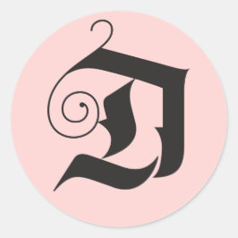 Docka Halls Modern D Monogram Rosa Black Runt Klistermärke