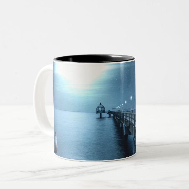 Docka på Bay Evening Två-Tonad Mugg (Framsida vänster)
