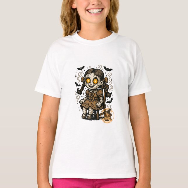 Dockad doll - Halloween-Tecknad T Shirt (Framsida)