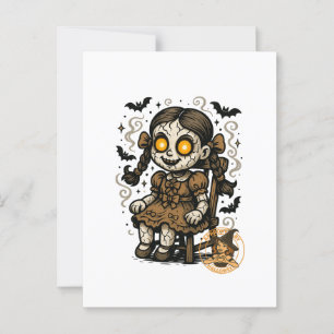 Dockad doll - Halloween-Tecknad Vykort