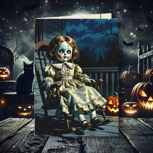 Dockad doll och Halloween Pumpkin Kort