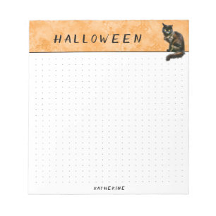 Dockad   Halloween Black Cat Photo Orange Grunge Anteckningsblock