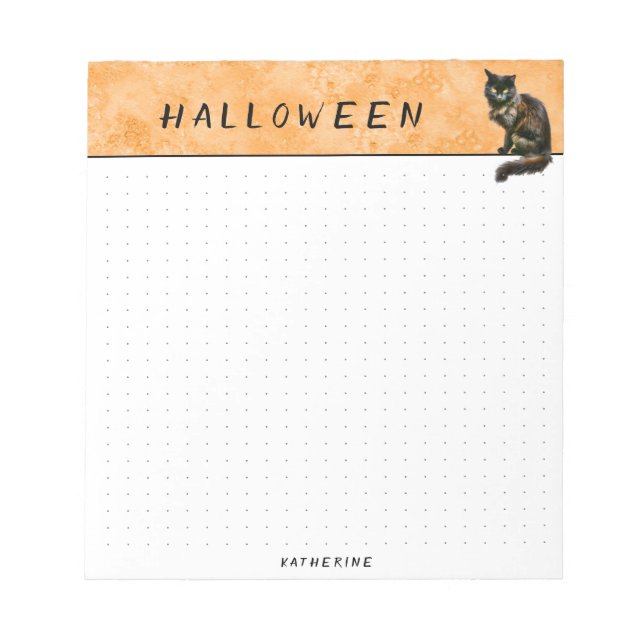 Dockad | Halloween Black Cat Photo Orange Grunge Anteckningsblock (Framsida)