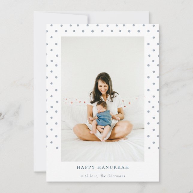 Dockad vattenfärg Ram Hanukkah Photo Helgdag Julkort (Framsida)