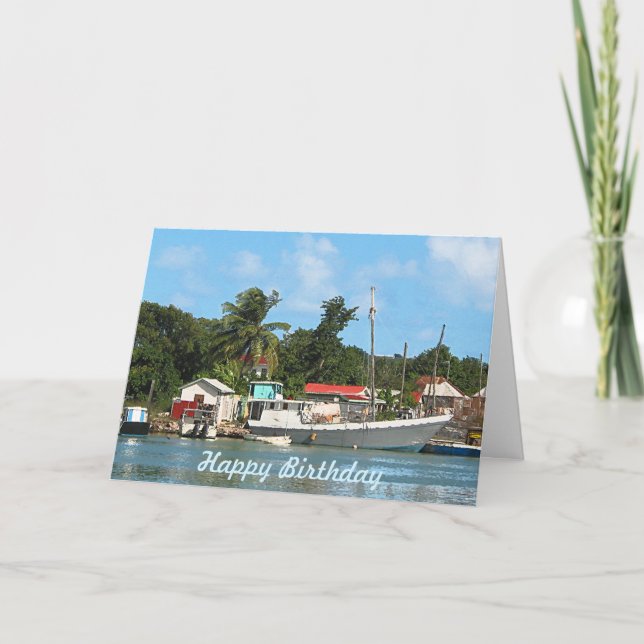 Dockade båtar Antigua Kort (Framsida)