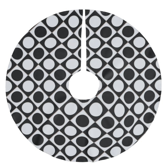 Dockar och fyrkanter/svart vitt + dina idéer julgransmatta borstad polyester (Framsidan)