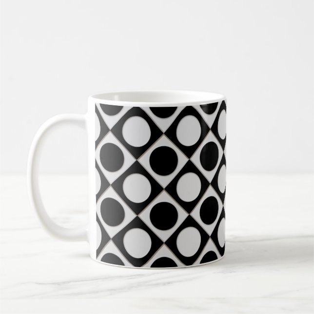 Dockar och fyrkanter/svart vitt + dina idéer kaffemugg (Vänster)