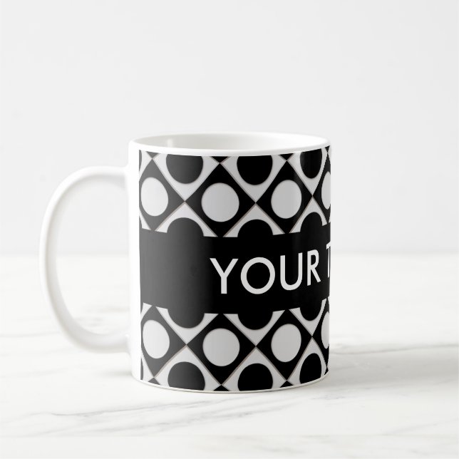 Dockar och fyrkanter/svart vitt + dina idéer kaffemugg (Vänster)