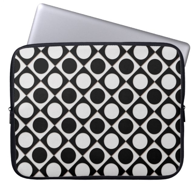 Dockar och fyrkanter/svart vitt + dina idéer laptop fodral (Framsidan)