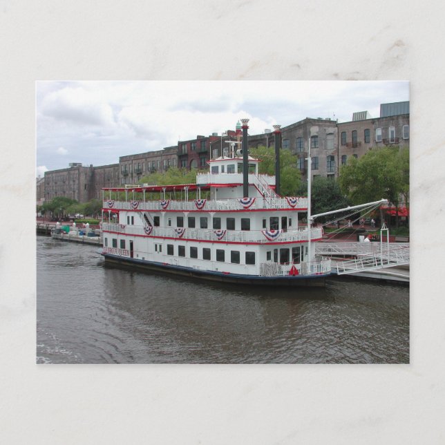 Docked Riverboat Savannah Georgia Vykort (Framsida)