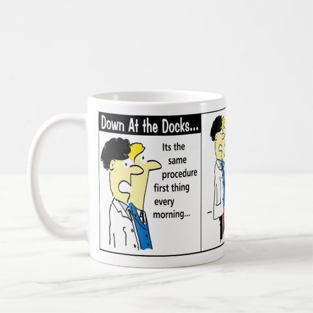 Docker Shipping Container Tecknad Humor Kaffemugg (Vänster)