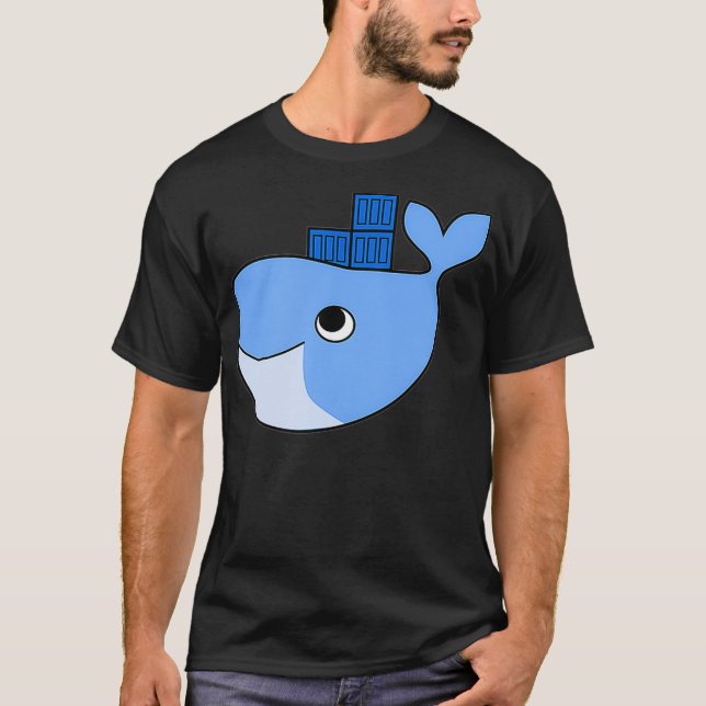 Docker Svärmcontainer på Blue Whale Hackathon Tec T Shirt (Framsida)