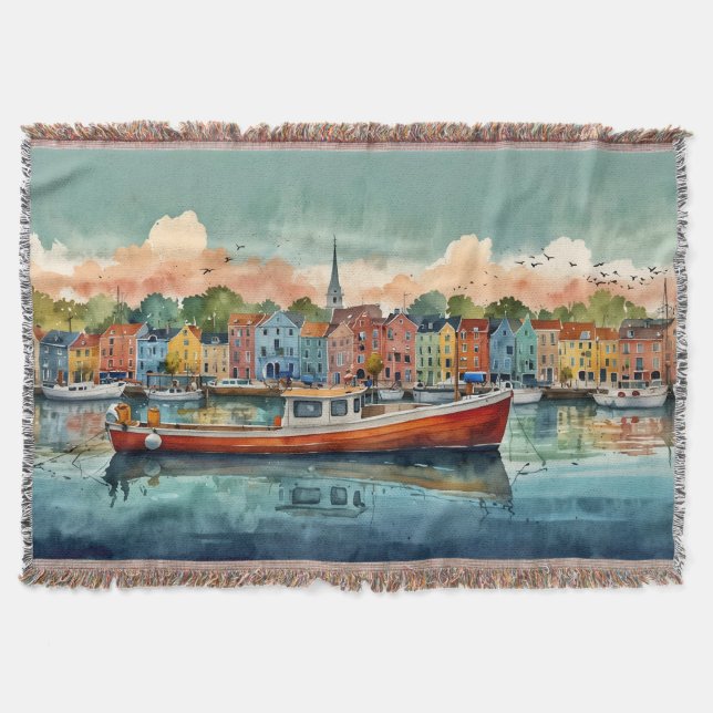 Docking Boats Throw Blanket Filt (Framsidan)