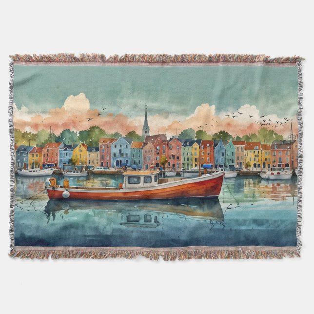 Docking Boats Throw Blanket Filt (Framsidan)