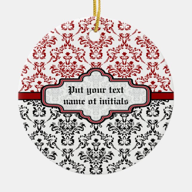 Dockmönster svart röd vit anpassningsbar, ornament (Framsidan)