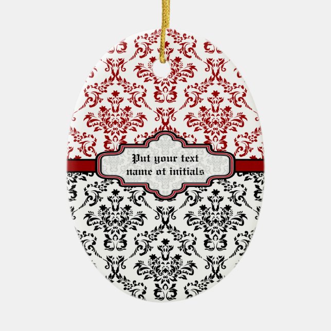 Dockmönster svart röd vit anpassningsbar, ornament (Framsidan)