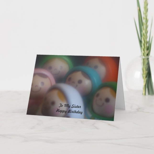Dockor med smily ansikten till min systergrattis kort (Framsida)