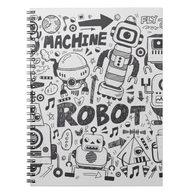 dockrobot inslag, illustratorstreck verktyg-ritnin anteckningsbok (Framsidan)