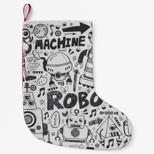 dockrobot inslag, illustratorstreck verktyg-ritnin liten julstrumpa (Framsidan)