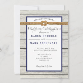 Dockside Rope Rustic Bröllop Inbjudningar