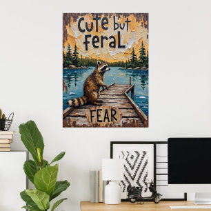 Dockside Wanderer: Raccoon vid Sjö Poster