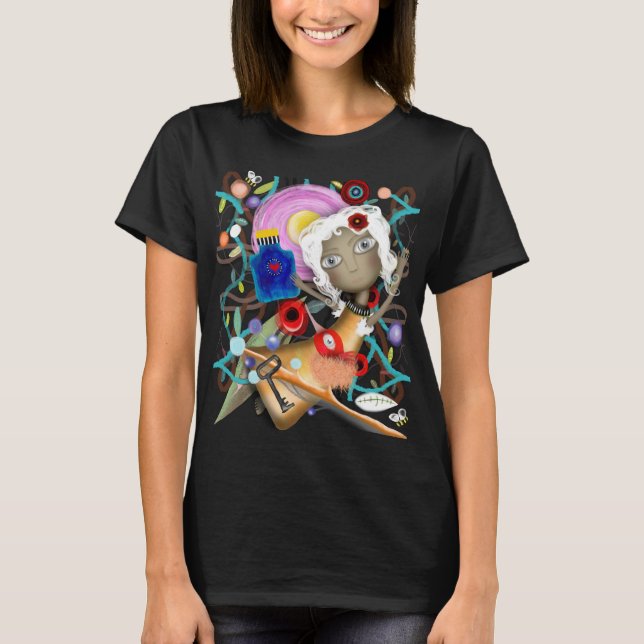 Dockteater paradis blad botanisk flaska nyckel  t shirt (Framsida)