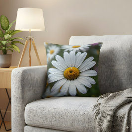 Dockvit Daisy Flower Close Nature Photograph Kudde