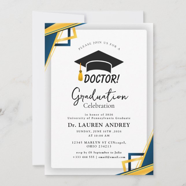 Doctor Graduation Party Invitation Inbjudningar (Framsida)