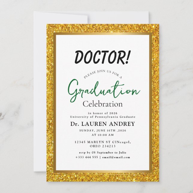 Doctor Graduation Party Invitation Inbjudningar (Framsida)