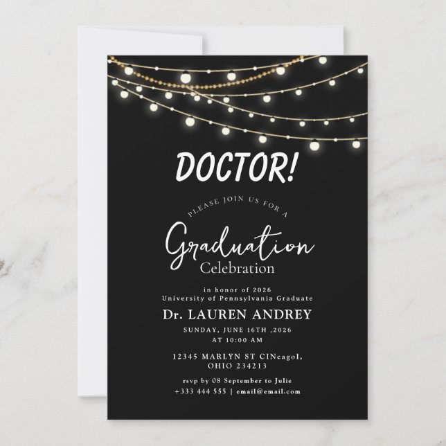 Doctor Graduation Party Invitation Inbjudningar (Framsida)