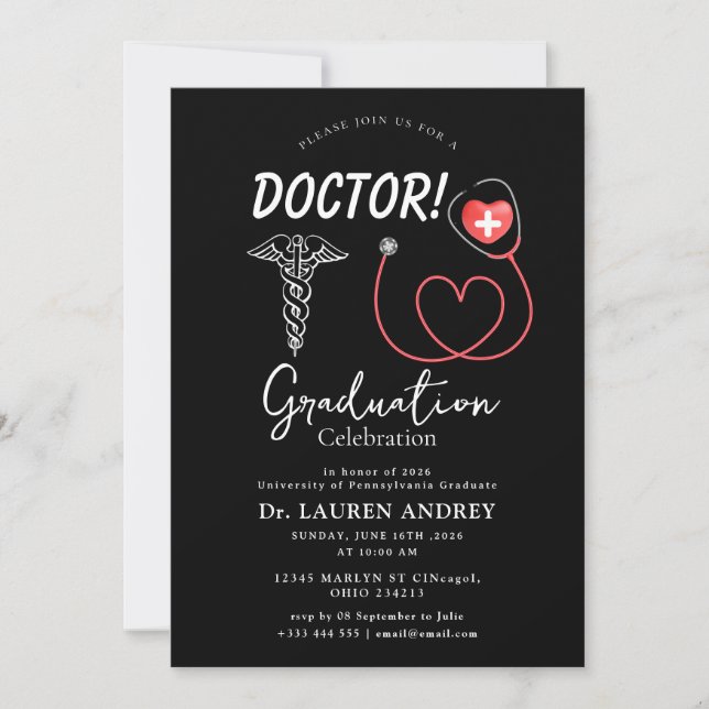 Doctor Graduation Party Invitation Inbjudningar (Framsida)