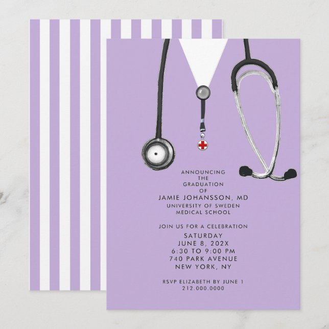 Doctor Graduation Party Invitations Inbjudningar (Fram/baksida)