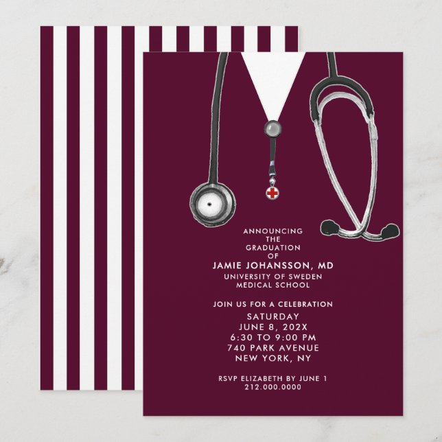Doctor Graduation Party Invitations Inbjudningar (Fram/baksida)