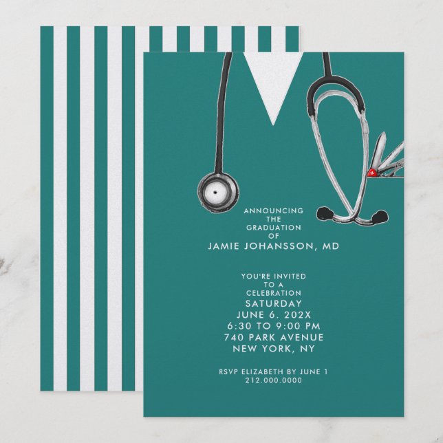 Doctor Graduation Party Invitations Inbjudningar (Fram/baksida)
