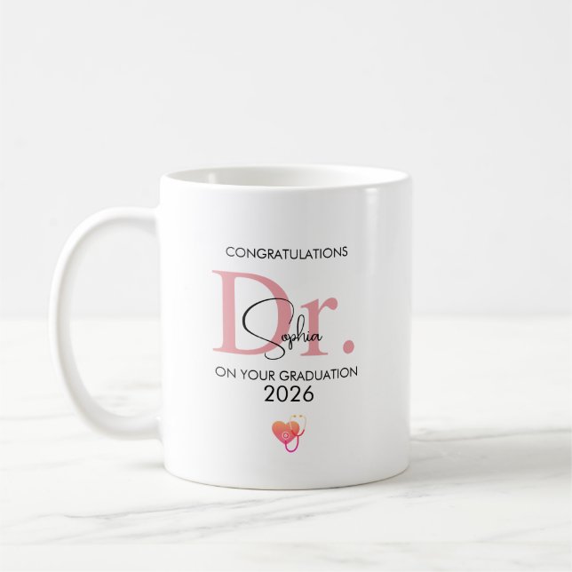 Doctor Graduation Personalized Name Class 2026 Kaffemugg (Vänster)