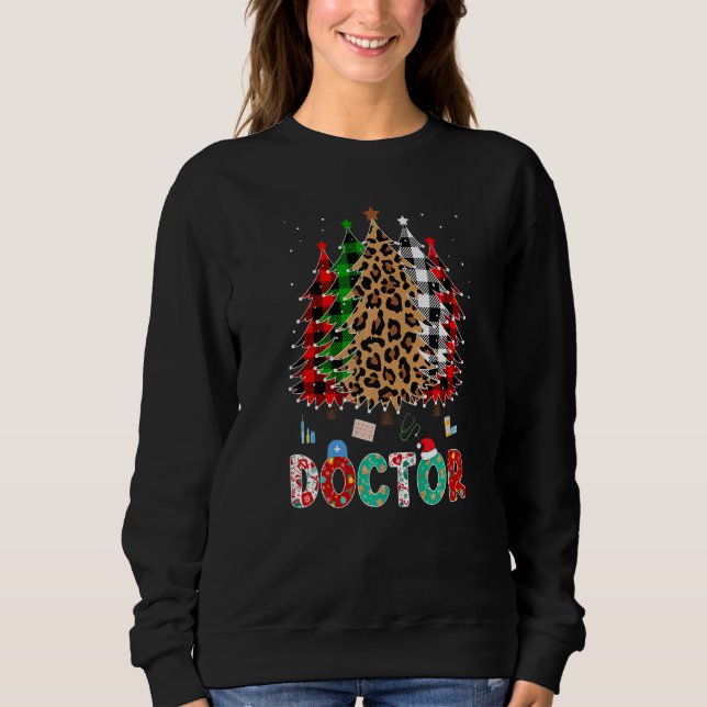 Doctor Leopard Red White Green Plaid Christmas Tre T Shirt (Framsida)