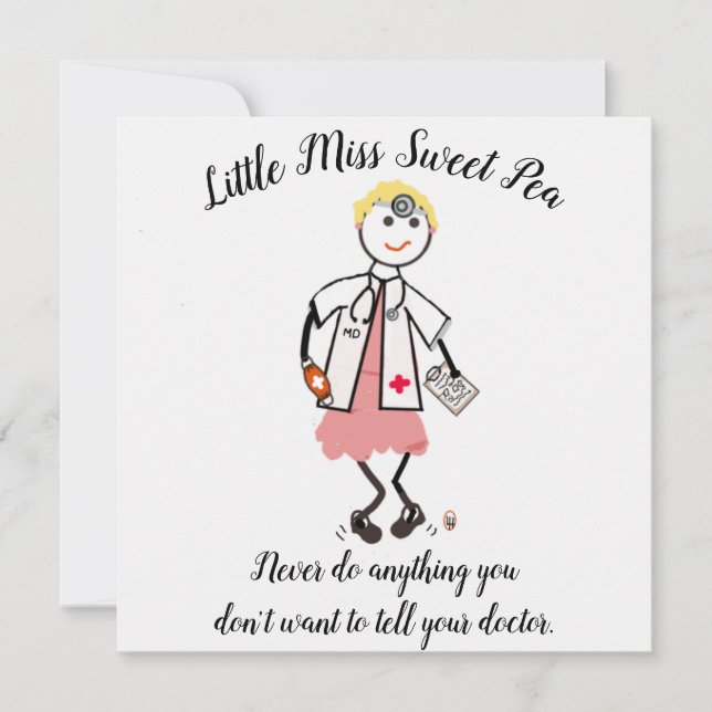 Doctor Note Card w Little Miss Sweet Pea Inbjudningar (Framsida)
