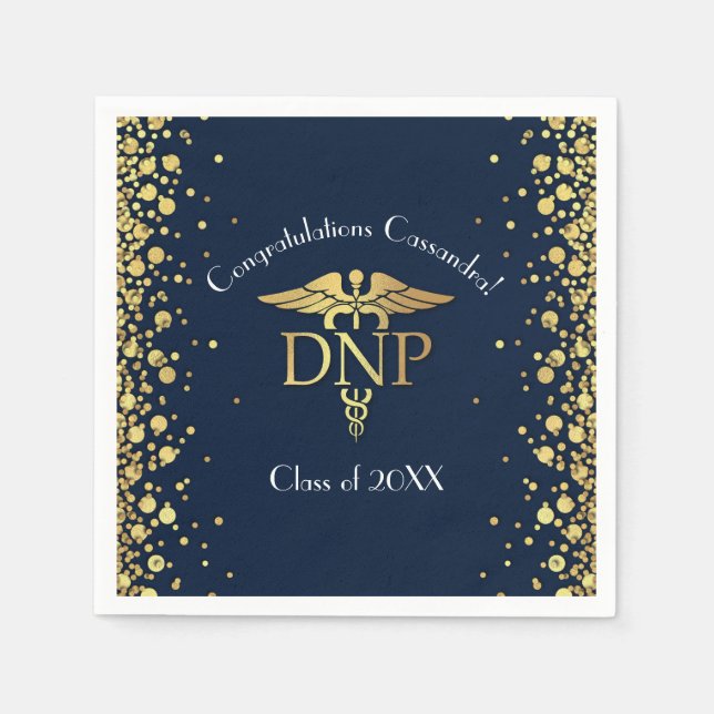 Doctor Nursing Practice Graduation Navy Blue Gold Pappersservett (Framsidan)