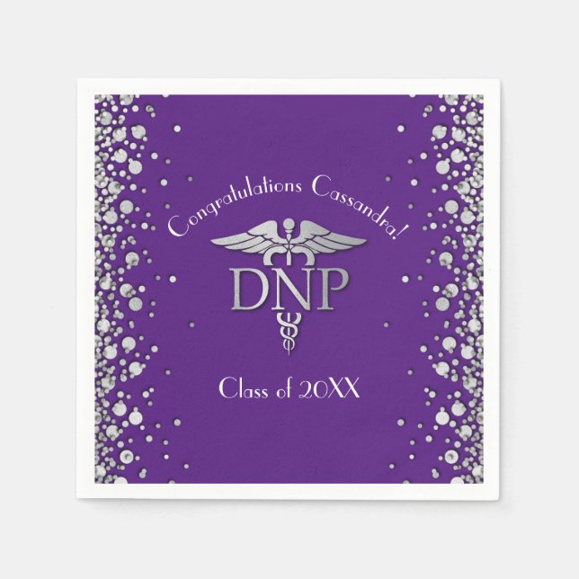 Doctor Nursing Practice Graduation Purple Silver Pappersservett (Framsidan)