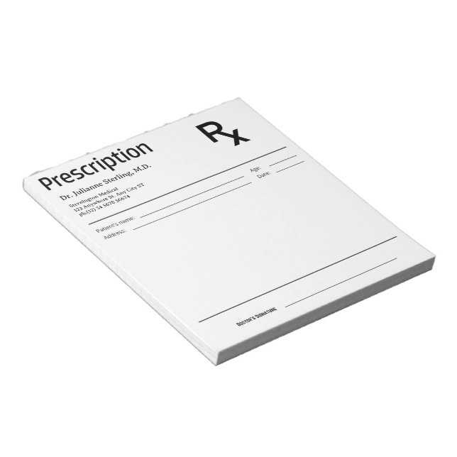 Doctor Prescription Notepad – Editable Doctor RX Anteckningsblock (Vinklad)