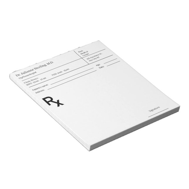 Doctor Prescription Notepad – Editable Doctor RX Anteckningsblock (Vinklad)