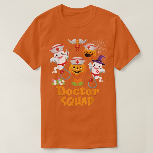 Doctor Squad Team Crew Cute Pumpkin Ghost Witch Ha T Shirt (Design framsida)